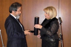 27 November 2011 National Assembly Speaker Prof. Dr Slavica Djukic Dejanovic presents the medal to Michitaki Suzuki